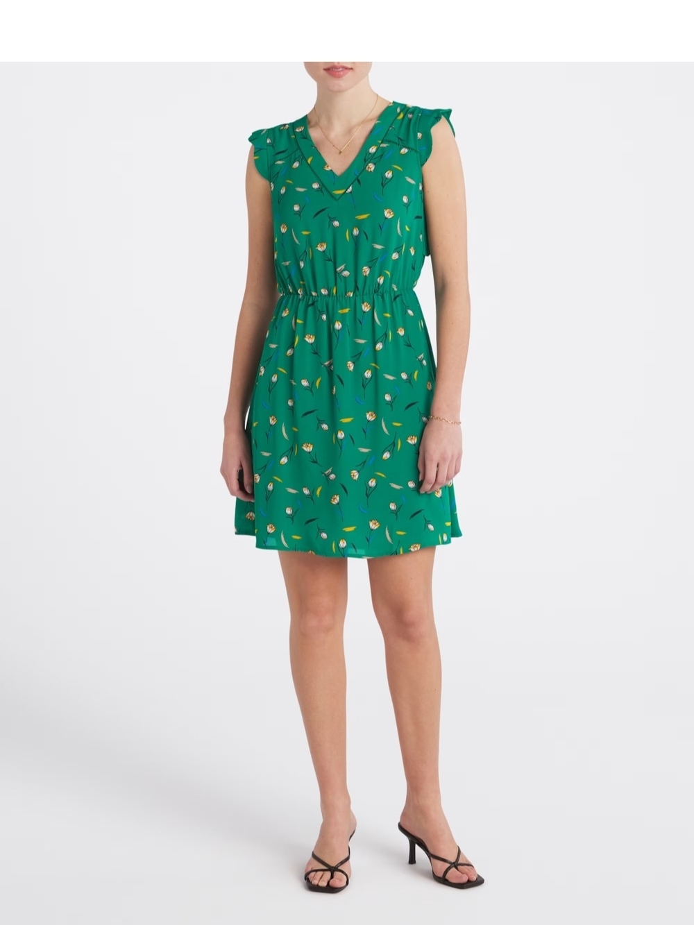 41 Hawthorn Green Floral V-Neck Mini Dress